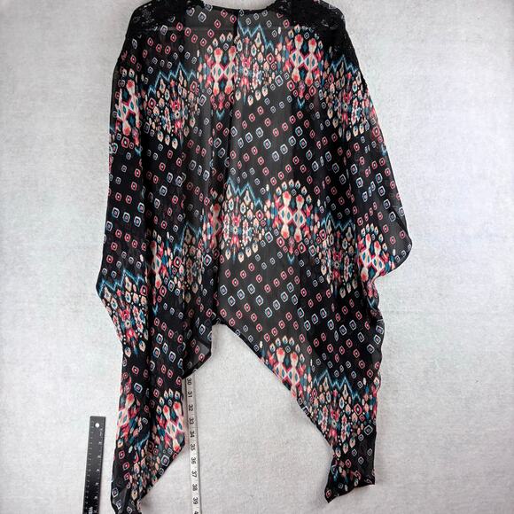 Just Be... Cardigan Shawl Women's 1X Boho Hippi Geometric Motif Multicolor - Picture 5 of 6